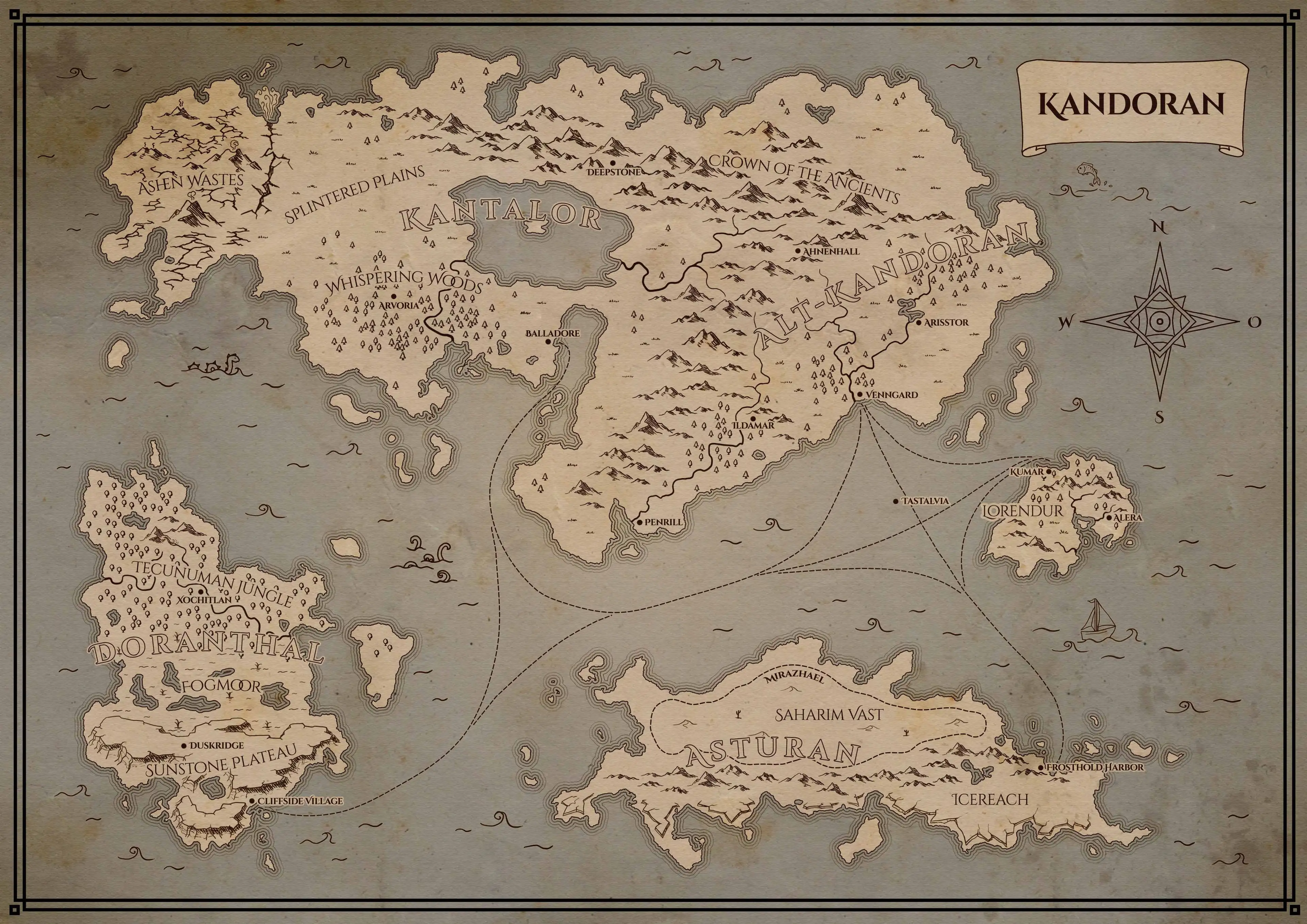 Karte der Welt Kandoran