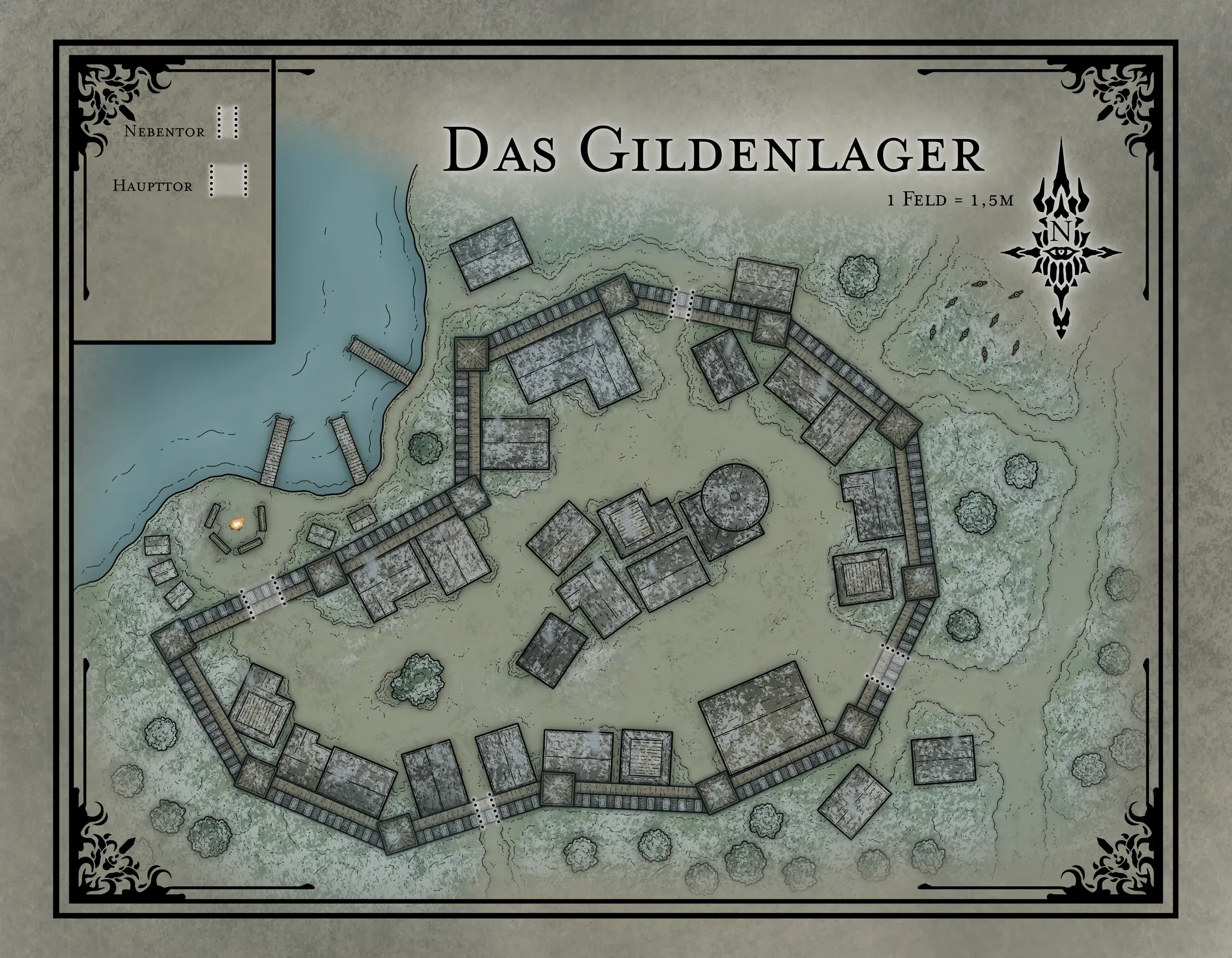 Karte des Gildenlagers, eingeschneit